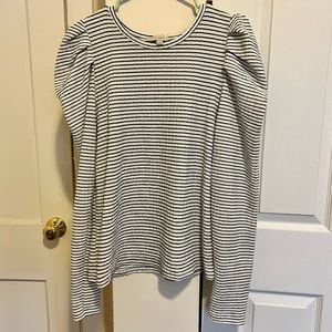 LOFT striped blouse with puff sleeve.